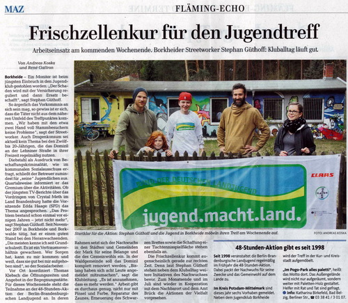 2015 04 23 MAZ Fläming Echo Frischzellenkur für den Jugendtreff web